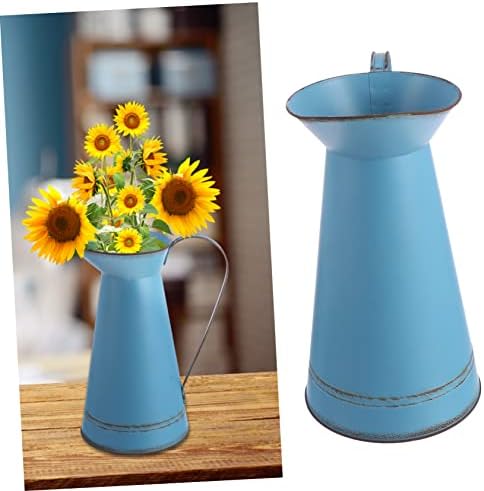 STOBAZA Multifunctional Blue Iron Flower Bucket Decor Vase