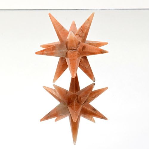 HQRP 72mm 12 Point Peach Moonstone Merkaba Star - India Clear Quartz Cabochon