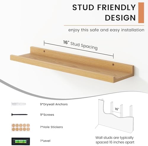 4 Piece Floating Picture Ledge Shelves for Wall Display