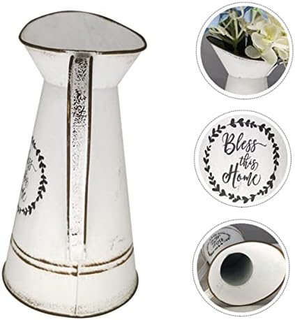 STOBAZA Rustic Vintage White Flowerpot Vase for Home Decor