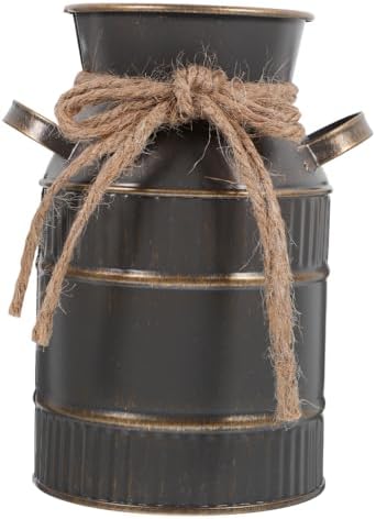 Shabby Chic Milk Can Vase with Handles for Home Decor