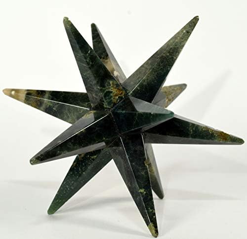 Ocean Jasper 12 Point Star with Clear Quartz Cabochon