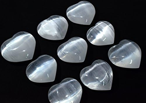 25 Inch White Selenite Puffy Hearts 2PCS