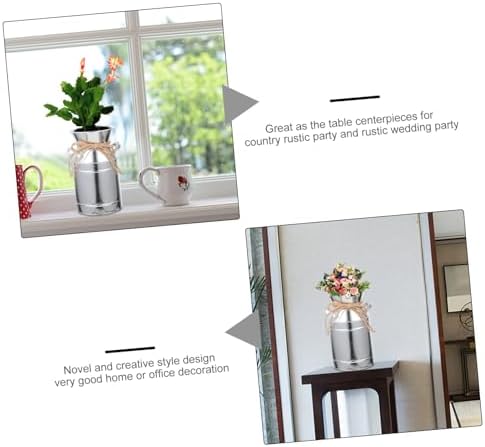 STOBAZA Rustic Metal Flower Vase Vintage Milk Jug Decor