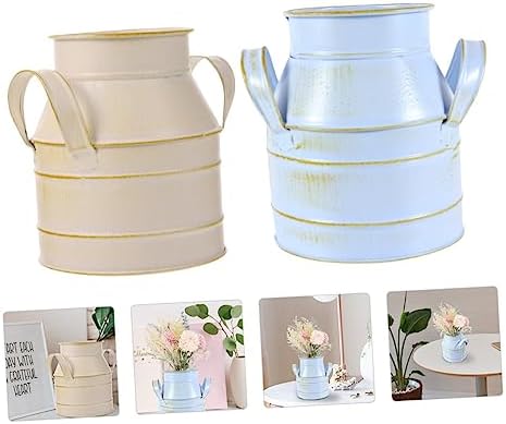 2pcs Decorative Flower Buckets Iron Art Vintage Home Decor Vase