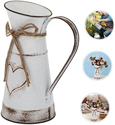 STOBAZA Metal Heart Shaped Vase Rustic Bucket Decor