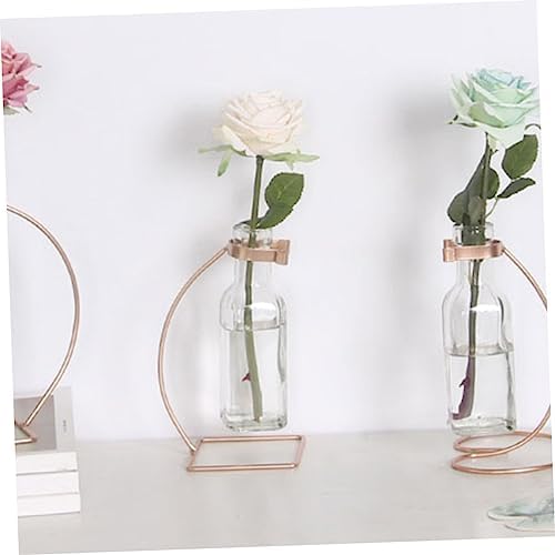 STOBAZA Sturdy Iron Base Glass Vase for Home Office Decor