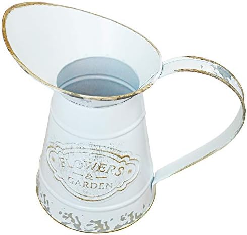White Rustic Shabby Chic Metal Flower Vase