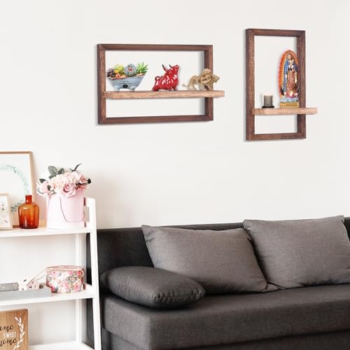 Square Floating Shelves Set of 4 Modern Wood Wall Decor