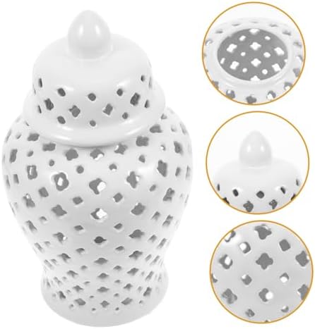 STOBAZA Ceramic Hollow Flower Vase White Vintage Decorative Jar