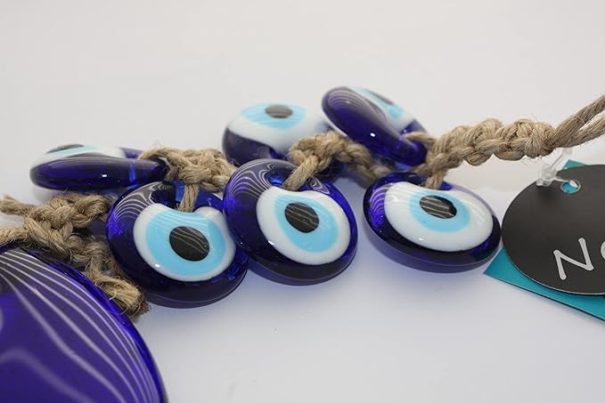 Nevfactory Blue Evil Eye Wall Hanging with Beads