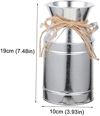 STOBAZA Rustic Metal Flower Vase Vintage Milk Jug Decor