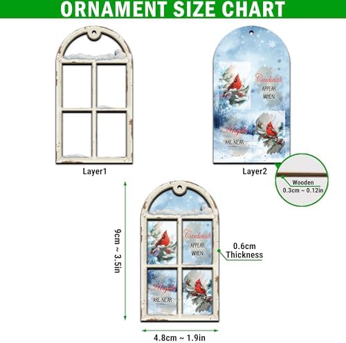 Red Cardinal Memorial Hanging Ornament 35 Inches 2 Layer