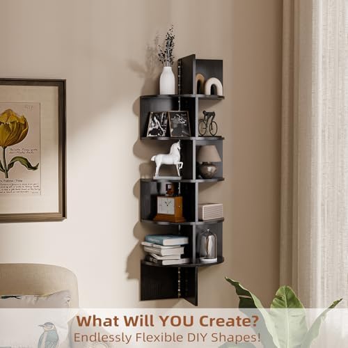 HAAYOT 5-Tier Corner Shelf with LED Lights Black
