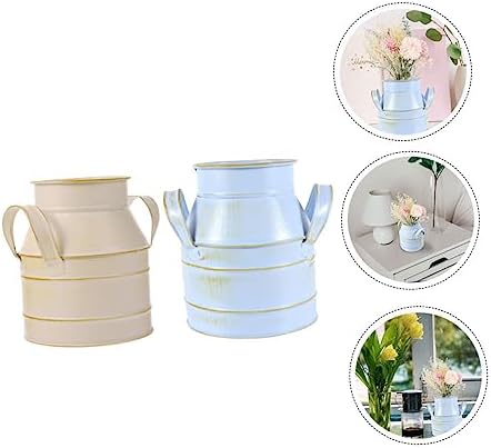 2pcs Decorative Flower Buckets Iron Art Vintage Home Decor Vase