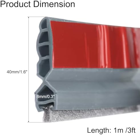 Uxcell Door Draft Stopper with Brush Self-Adhesive Grey 3 Ft