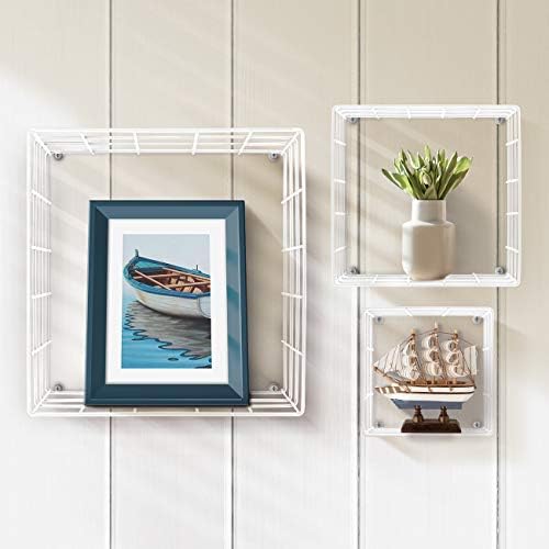Sorbus Floating Square Shelves Set of 3 White