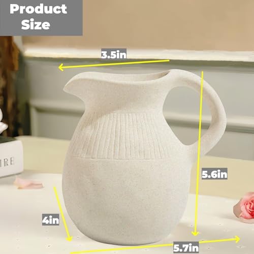 Ceramic Jug Vase Small Rustic Handle Decor Pot for Home