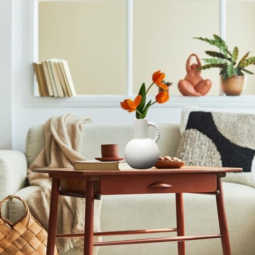 White Ceramic Vase with Handle for Modern Home Decor