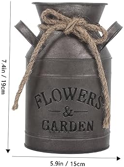 STOBAZA Vintage Flower Vase Rustic Bucket Planter Decorative Jug for Home Office