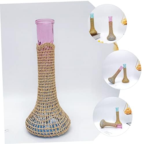 Small Rattan Glass Vases for Farmhouse and Wedding Decor