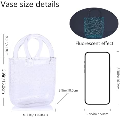 Light Up Glass Purse Vase with Handle for Home Decor