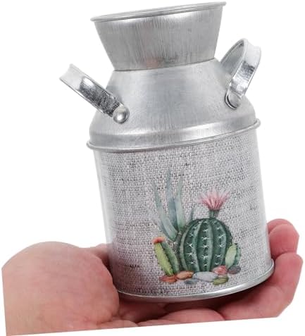 STOBAZA 2pcs Vintage Rustic Iron Flower Vases with Handles