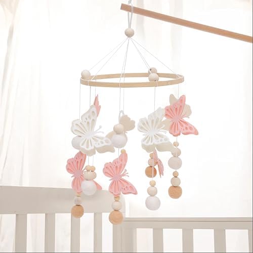 RSOLIET Crib Girl Butterfly Charm Pink Off-White Ornament