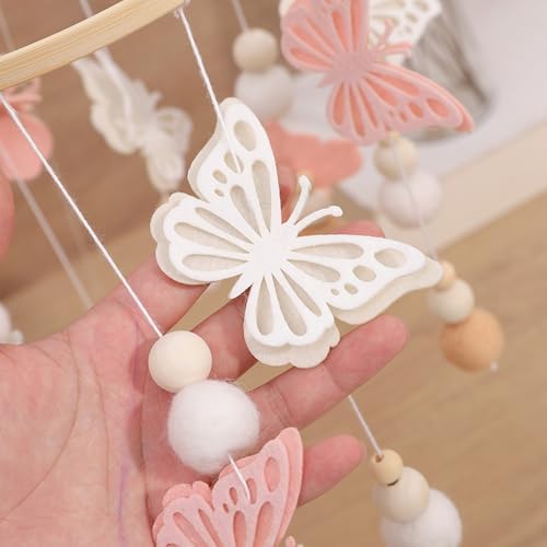 RSOLIET Crib Girl Butterfly Charm Pink Off-White Ornament
