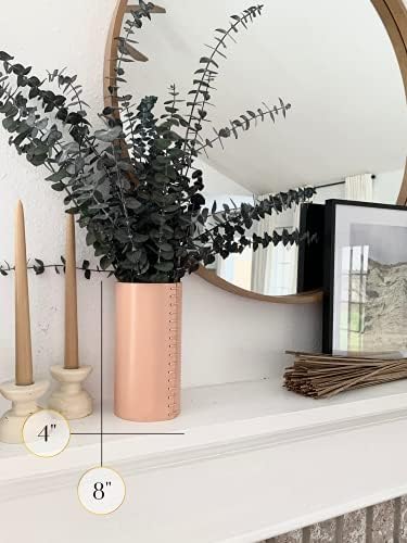 Wrapped Genuine Leather Vase - Boho Style 8 Inch