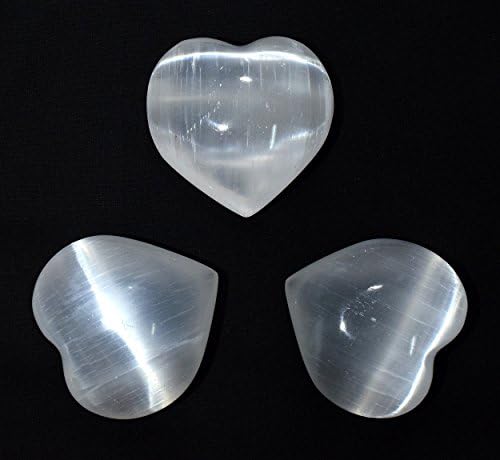 25 Inch White Selenite Puffy Hearts 2PCS