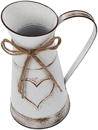 Heart Shaped Metal Vase Rustic Decorative Pitcher