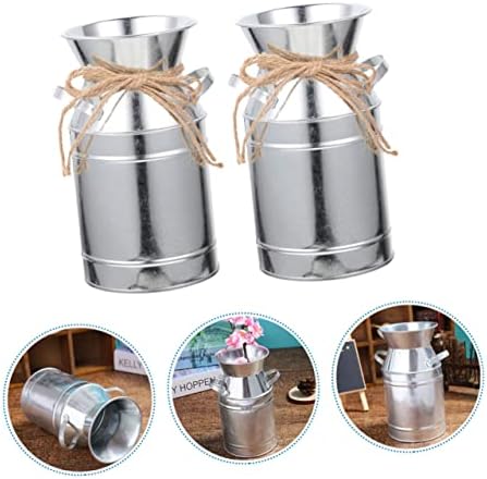 STOBAZA 2pcs Vintage Iron Flower Bucket with Twine for Home Decor and Garden