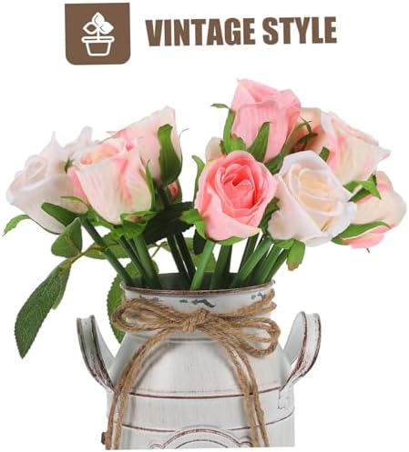 STOBAZA Rustic Metal Flower Pot for Home Farmhouse Decor