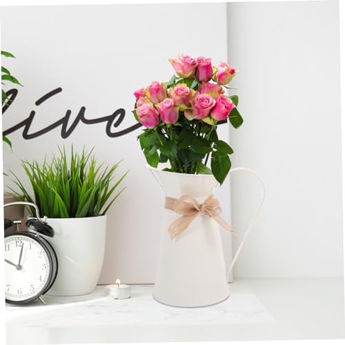 Vintage Iron Flower Bucket Vase Rustic Farmhouse Decorative Planter