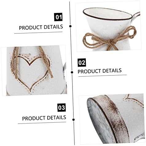 IMIKEYA Vintage French Country Style Pitcher Metal Flower Vase White 11 Inch