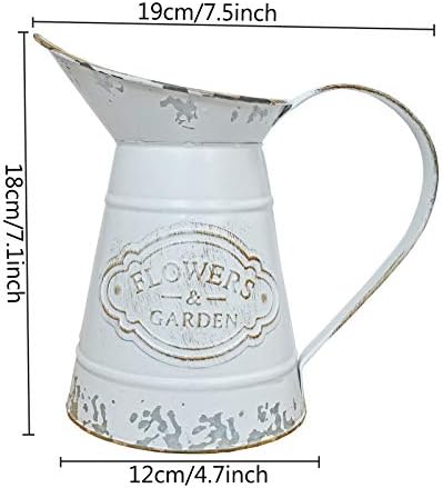 White Rustic Shabby Chic Metal Flower Vase