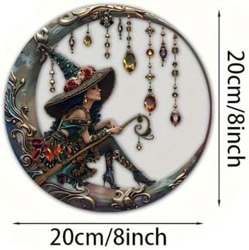 Halloween Witch Pendant with Crystal 20cm Wall Hanging Decoration