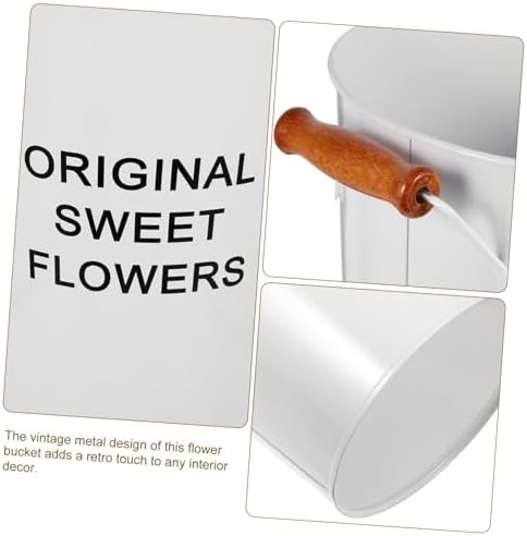 Rustic Vintage Flower Bucket Handle Vase for Farmhouse Decor