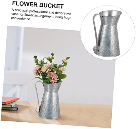 Rustic Iron Flower Vase Vintage Style Decor Bucket