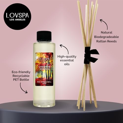 LOVSPA Cashmere Woods Reed Diffuser Oil Refill with Reeds 4 oz