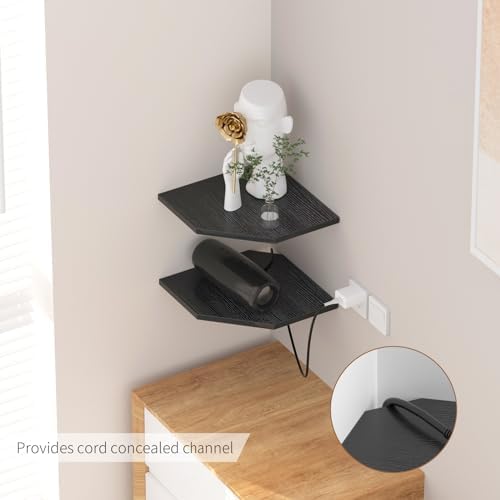 JJL Corner Shelves 4 Tier 133 Inch Deep Wooden Wall Mounted Storage