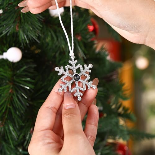 Personalized Christmas Photo Ornament with Custom Snowflake Design