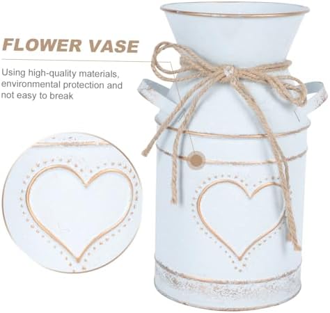 Vintage Galvanized Flower Vase Rustic Decorative Pot