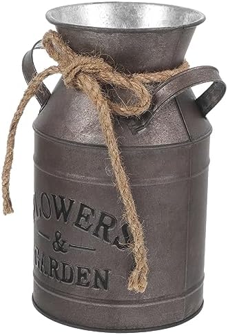 Vintage Galvanized Milk Can Decor Rustic Flower Pot