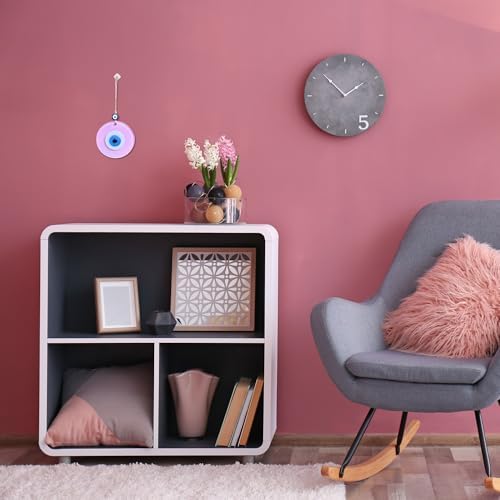 Powder Pink Boho Evil Eye Wall Hanging Decor Good Luck Charm Gift for Girls Handmade Turkish Nazar Amulet