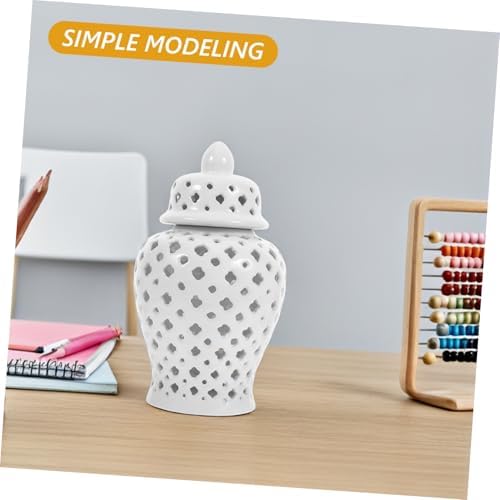 STOBAZA Ceramic Hollow Flower Vase White Vintage Decorative Jar