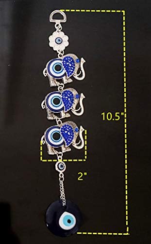 Turkish Blue Evil Eye Lucky Elephant Wall Hanging Decor Amulet