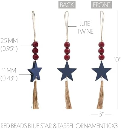 VHC Brands Patriotic Red Beads Star Ornament 10x3