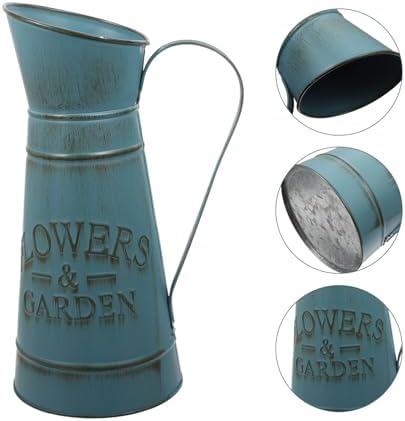 Creative Blue Iron Pot Flower Vase for Home Decor